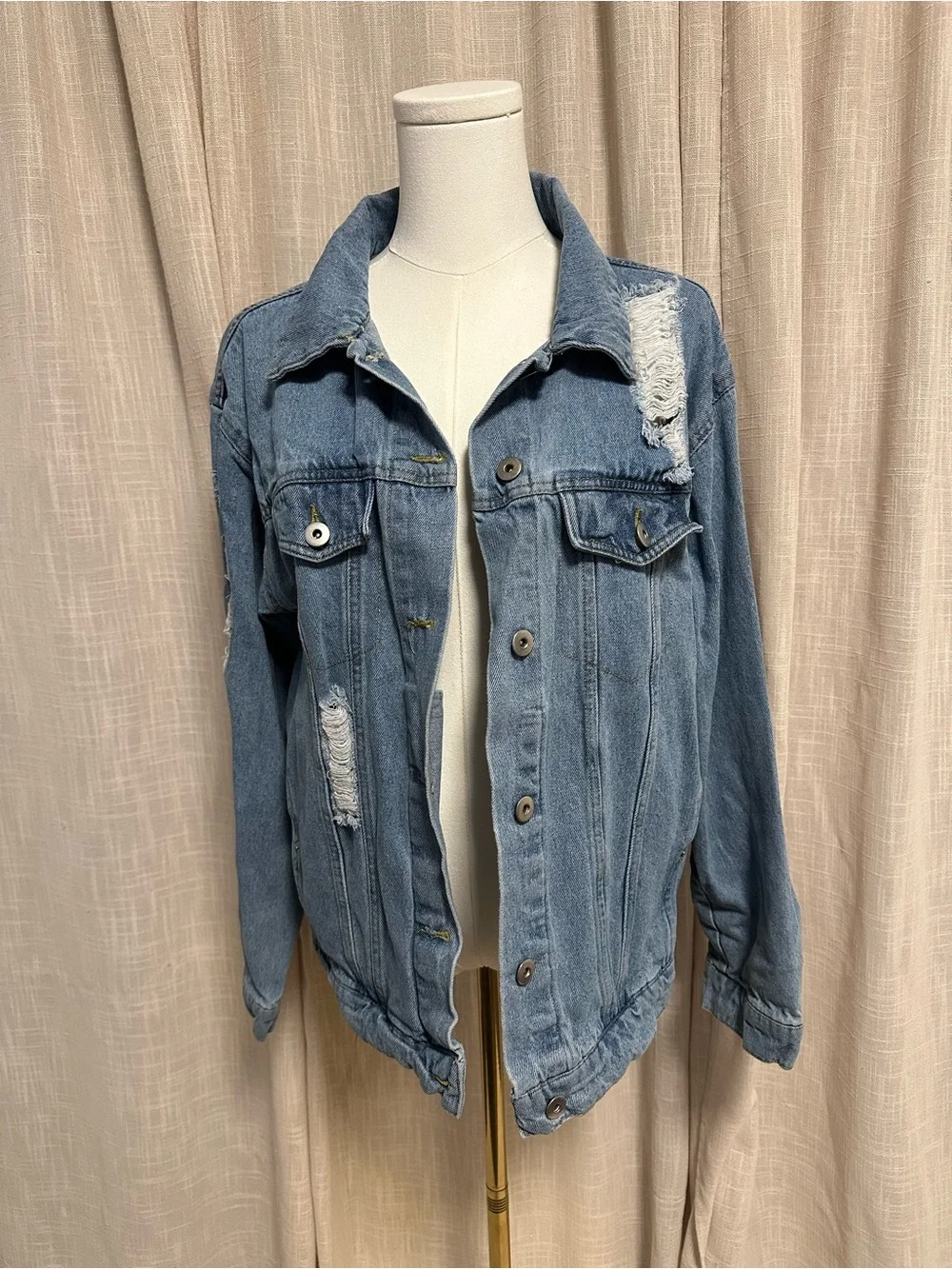 Endless Love Women’s Light Blue Distressed Denim Jacket